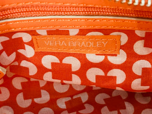 Vera Bradley Faux Leather Mini Peach Crossbody Top Zip Tassel Keyring Gently Used