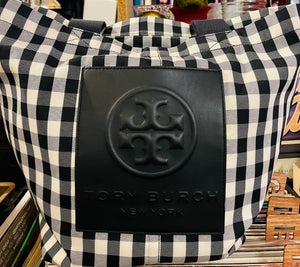 Tory Burch Black & White Gingham Piper 12” Medium Tote BARELY Used!!