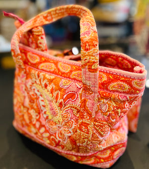 Vera Bradley Retired Cotton Lil’ 10”Sherbet Betsey w Matching Wallet and Luggage Tag!