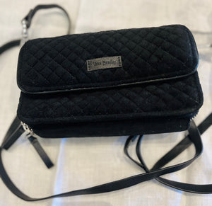 Vera Bradley Classic 6.5” RFID All-in-One Crossbody Wallet Adjustable Strap BLACK 🔥