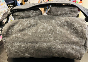 DESIGUAL Gray Denim Medium Embroidered Multi-Pocket Shoulder Handbag GREAT Condition!