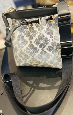 Trending Kate Spade Small Flower Bucket Bag Black Excellent Used Condition!