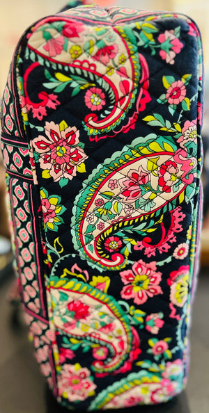Vera Bradley Black Pink Large 12”x18” Tote Shoulder Bag w Zip Top Closure - A Beauty! EUC