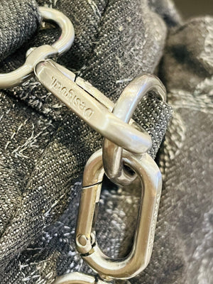 DESIGUAL Gray Denim Medium Embroidered Multi-Pocket Shoulder Handbag GREAT Condition!