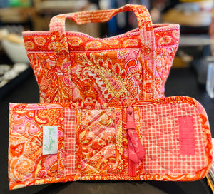 Vera Bradley Retired Cotton Lil’ 10”Sherbet Betsey w Matching Wallet and Luggage Tag!