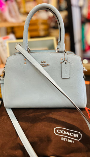 COACH Mini Lillie Baby Blue Leather Crossbody Satchel w Dust Bag