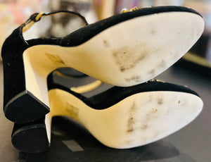 J Crew Black Velvet Wide Heels size 9
