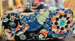 Vera Bradley Lotus Flower Blue Medium 15” W x 10” H Zip Up Bag Gently Used
