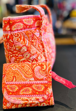 Vera Bradley Retired Cotton Lil’ 10”Sherbet Betsey w Matching Wallet and Luggage Tag!