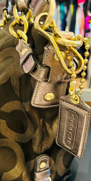 Authentic COACH #60971-1444 Op Art Brooke Metallic Bag w Brass Hardware and Tag