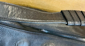 IO Pelle 14” Black Skulls Shoulder Zip Bag Italian Leather Exc Condition! used