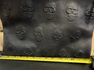 IO Pelle 14” Black Skulls Shoulder Zip Bag Italian Leather Exc Condition! used