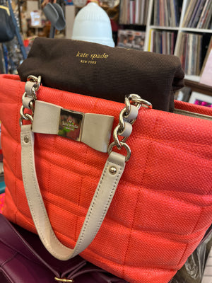 Kate Spade Coral/Pink Raffia Tote