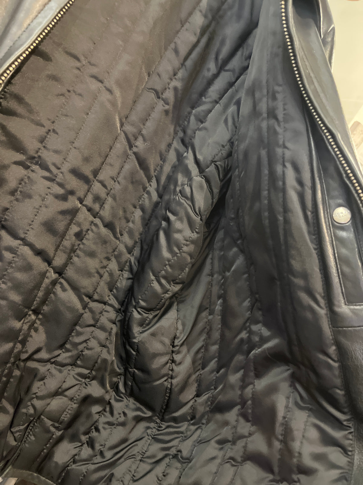 GUESS used Black Leather Jacket Sized Mens Large