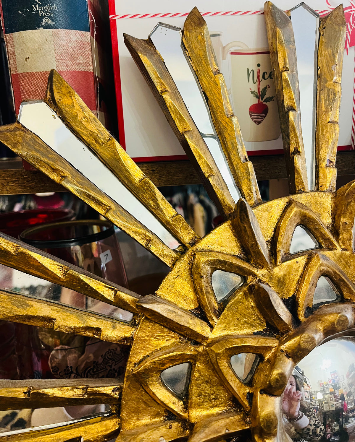 VTG Gold 20” Sunburst Mirror Style Double Layer Center Hanging Decor