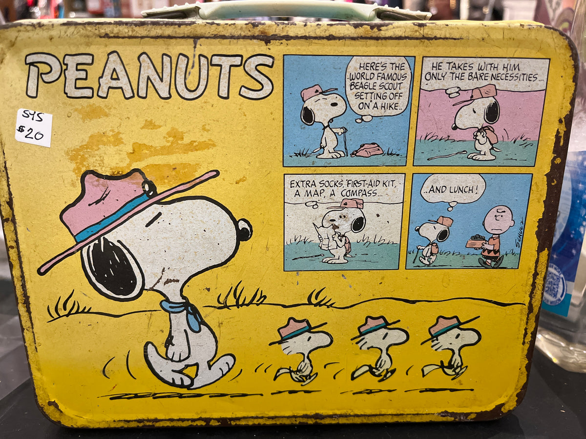 VTG Snoopy Peanuts Metal Lunchbox w Plastic Handle