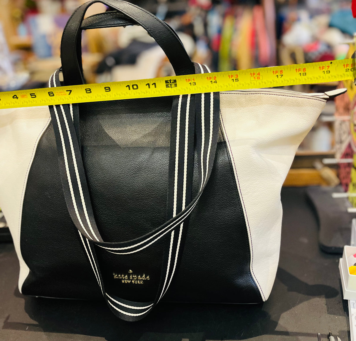 Kate Spade Rosie Color Block (B/W) Pebbled Leather Large 12”x20” Tote Satchel