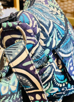 Vera Bradley Blue Floral Small Medium Side Pockets Crossbody Gently Used Bag 11” W x 8” H
