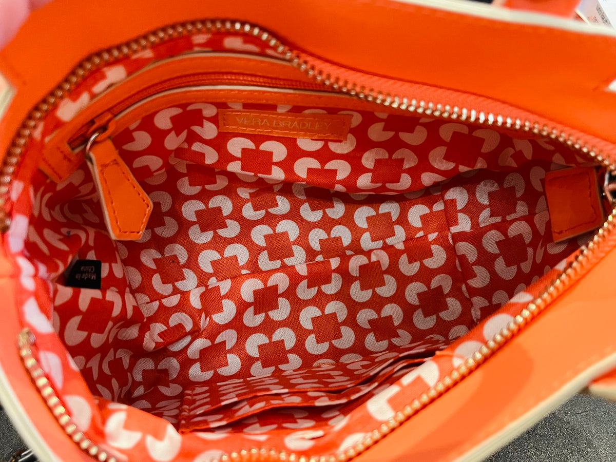 Vera Bradley Faux Leather Mini Peach Crossbody Top Zip Tassel Keyring Gently Used