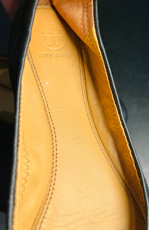 Tory Burch Leather Ballet Shoes in Black Size 6.5 GUC!