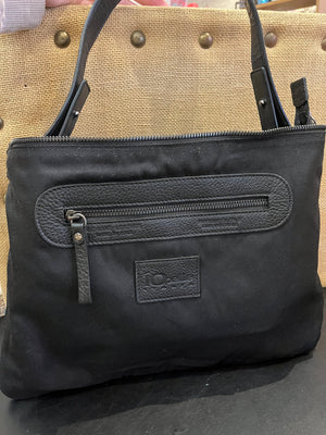 IO Pelle 14” Black Skulls Shoulder Zip Bag Italian Leather Exc Condition! used