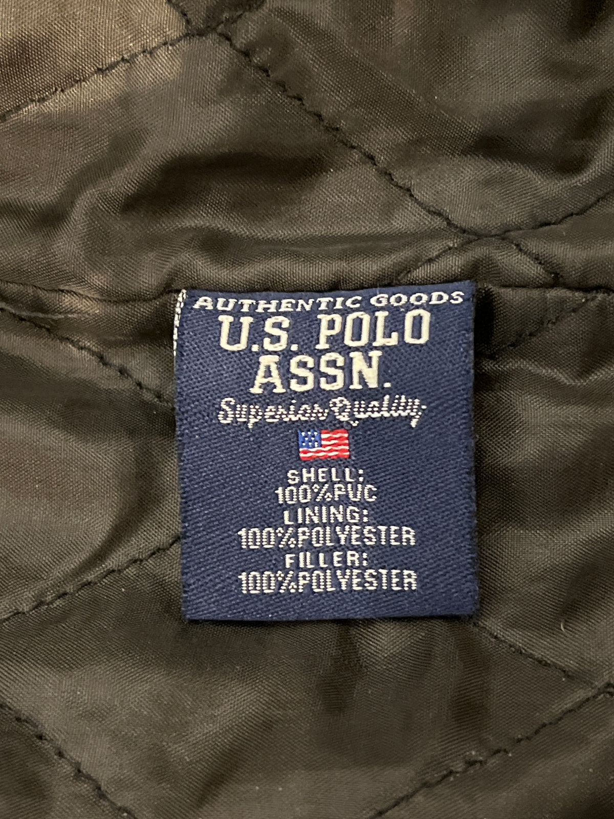 US Polo Assn. Black Faux Leather Zip Jacket 3 Outer Pockets SzL