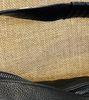 IO Pelle 14” Black Skulls Shoulder Zip Bag Italian Leather Exc Condition! used