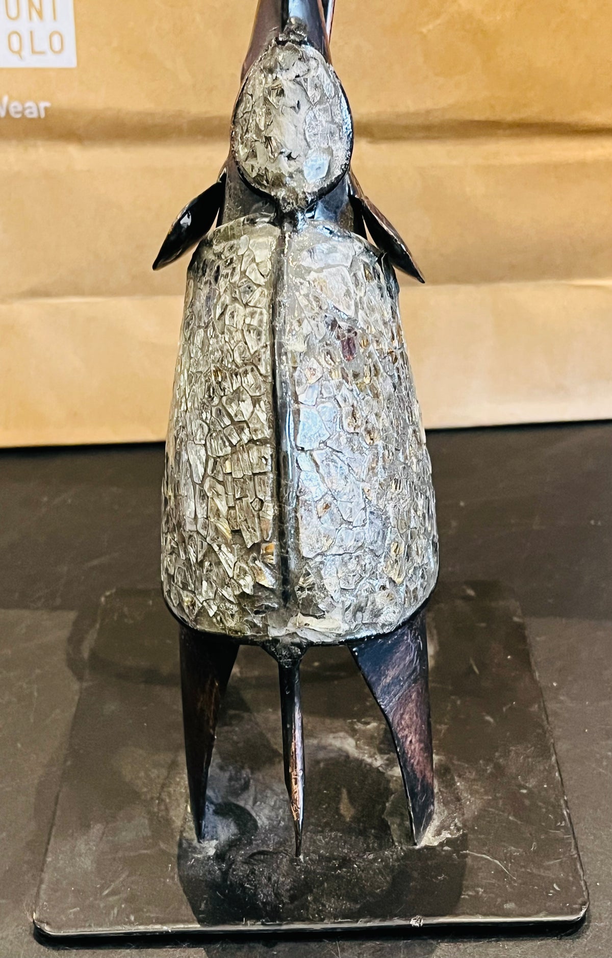 Metallic Crushed Glass Elephant Hanger Sculpture Style