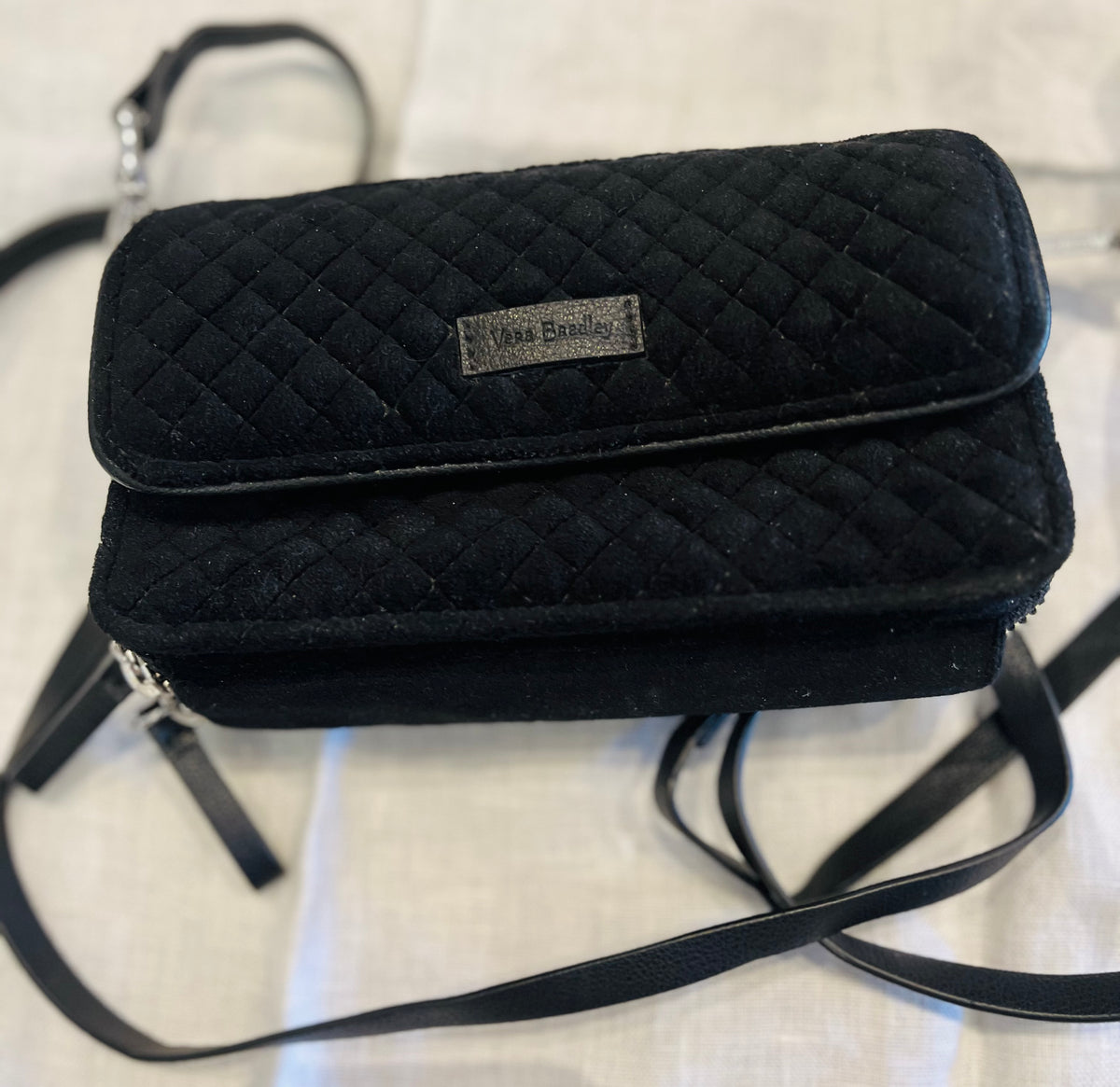 Vera Bradley Classic 6.5” RFID All-in-One Crossbody Wallet Adjustable Strap BLACK 🔥