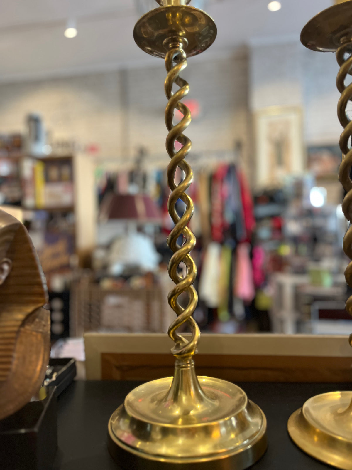 VTG Twisted Brass 21” Tall Candlestick NO Bottom Base