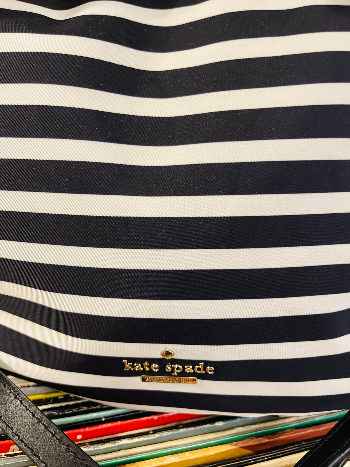 Kate Spade Bow Black N White Stripe Crossbody Bag