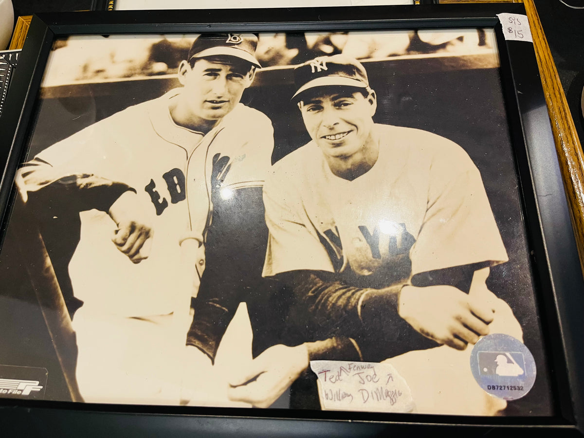 Ted Williams Red Sox & Joe DiMaggio NY Yankees Sepia Photo in Black Frame