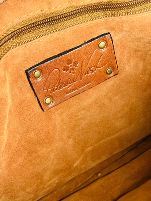 Patricia Nash Zig Zag Patchwork Brown Hobo Crossbody Leather Bag