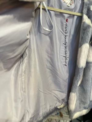 Dear Drew Barrymore Faux Fur Heart Jacket XS