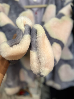 Dear Drew Barrymore Faux Fur Heart Jacket XS