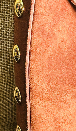 Madewell Suede Brown Bucket Bag Gold Grommets Large w Adjustable Strap