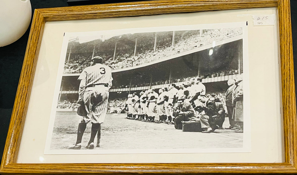 Unknown #3 Player Black and White Picture in Brown Frame