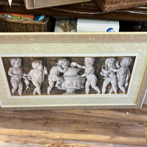 Cherub picture gold rim matte with Frame USED
