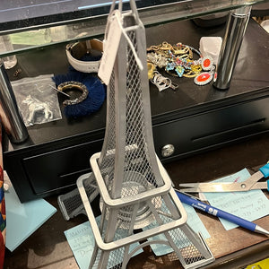 13” Metal Eiffel Tower Candle Holder Used