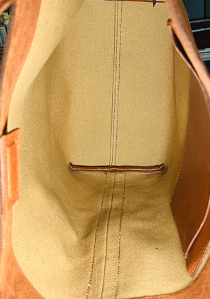 Madewell Suede Brown Bucket Bag Gold Grommets Large w Adjustable Strap