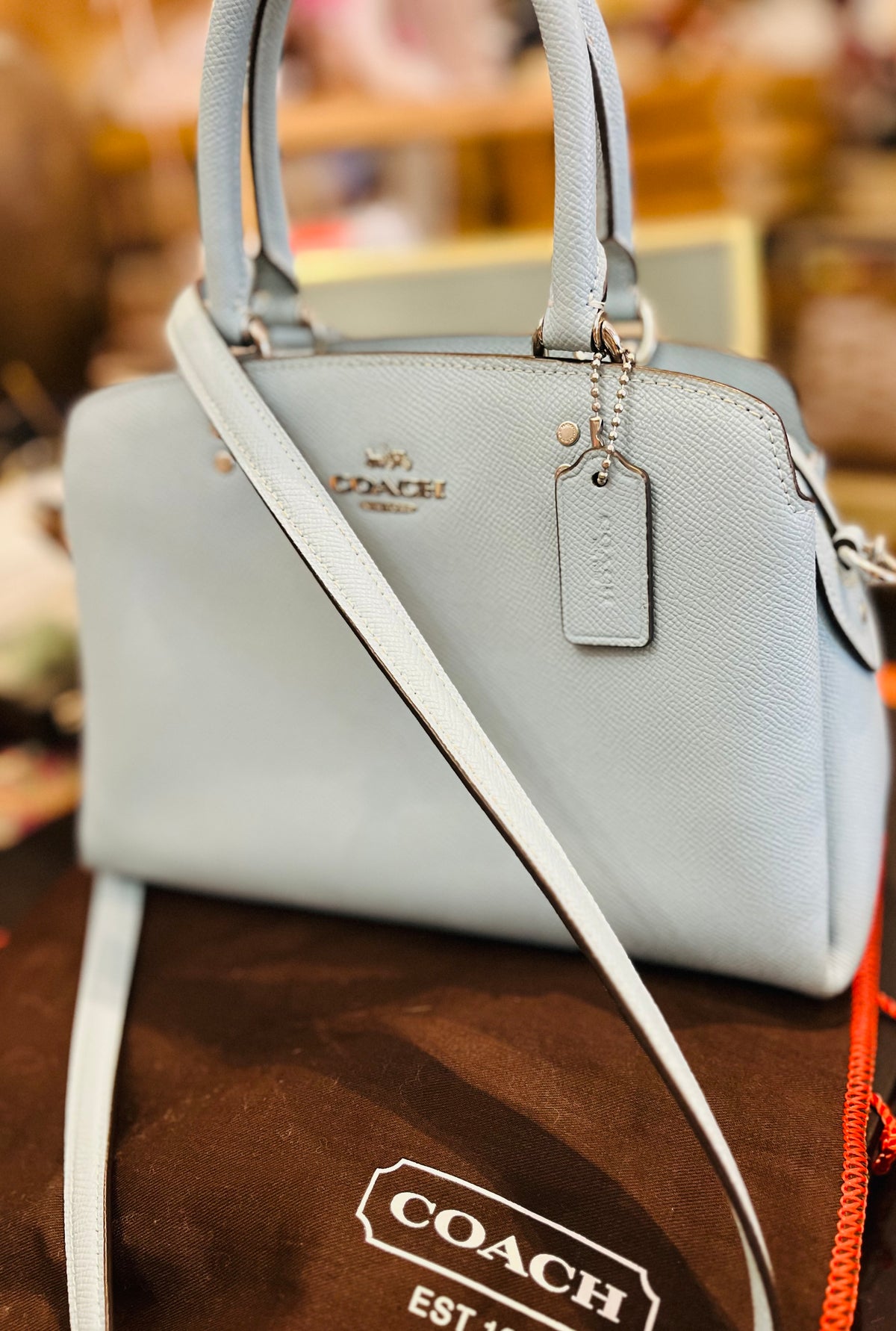 COACH Mini Lillie Baby Blue Leather Crossbody Satchel w Dust Bag