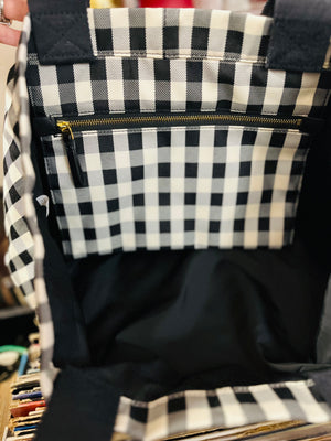 Tory Burch Black & White Gingham Piper 12” Medium Tote BARELY Used!!