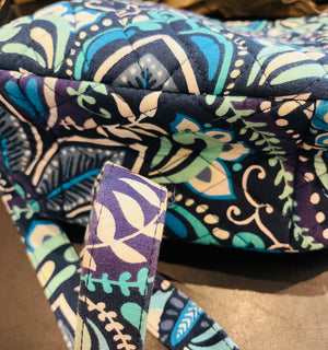 Vera Bradley Blue Floral Small Medium Side Pockets Crossbody Gently Used Bag 11” W x 8” H