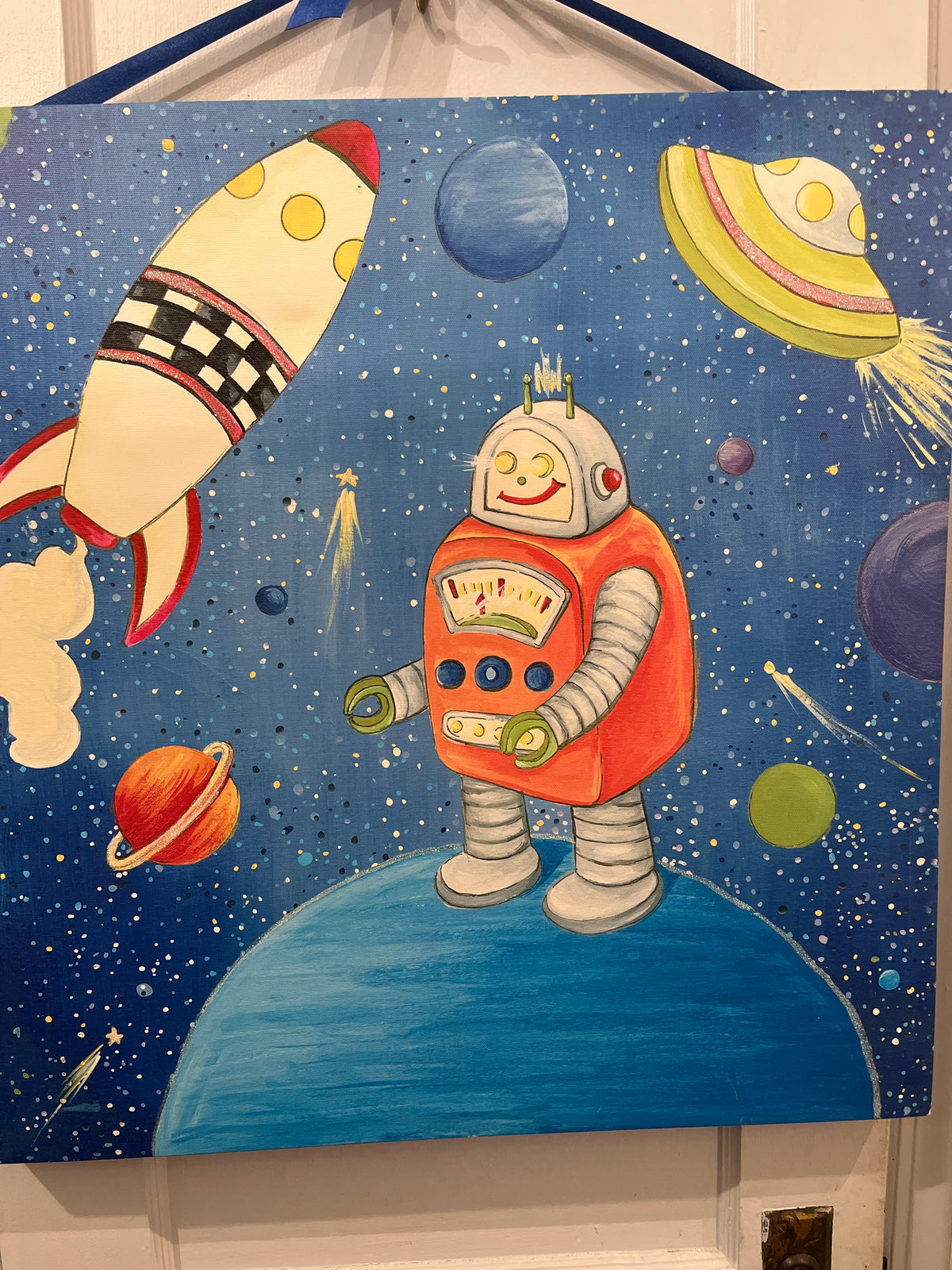 Kids robot out of space artwork 24x24”