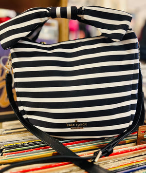 Kate Spade Bow Black N White Stripe Crossbody Bag
