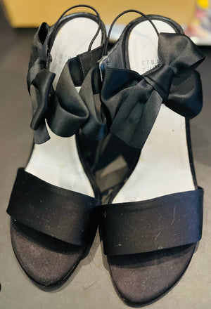 Stuart Weitzman Black Satin Strappy High Heels - sz10M Gently Used NO BOX