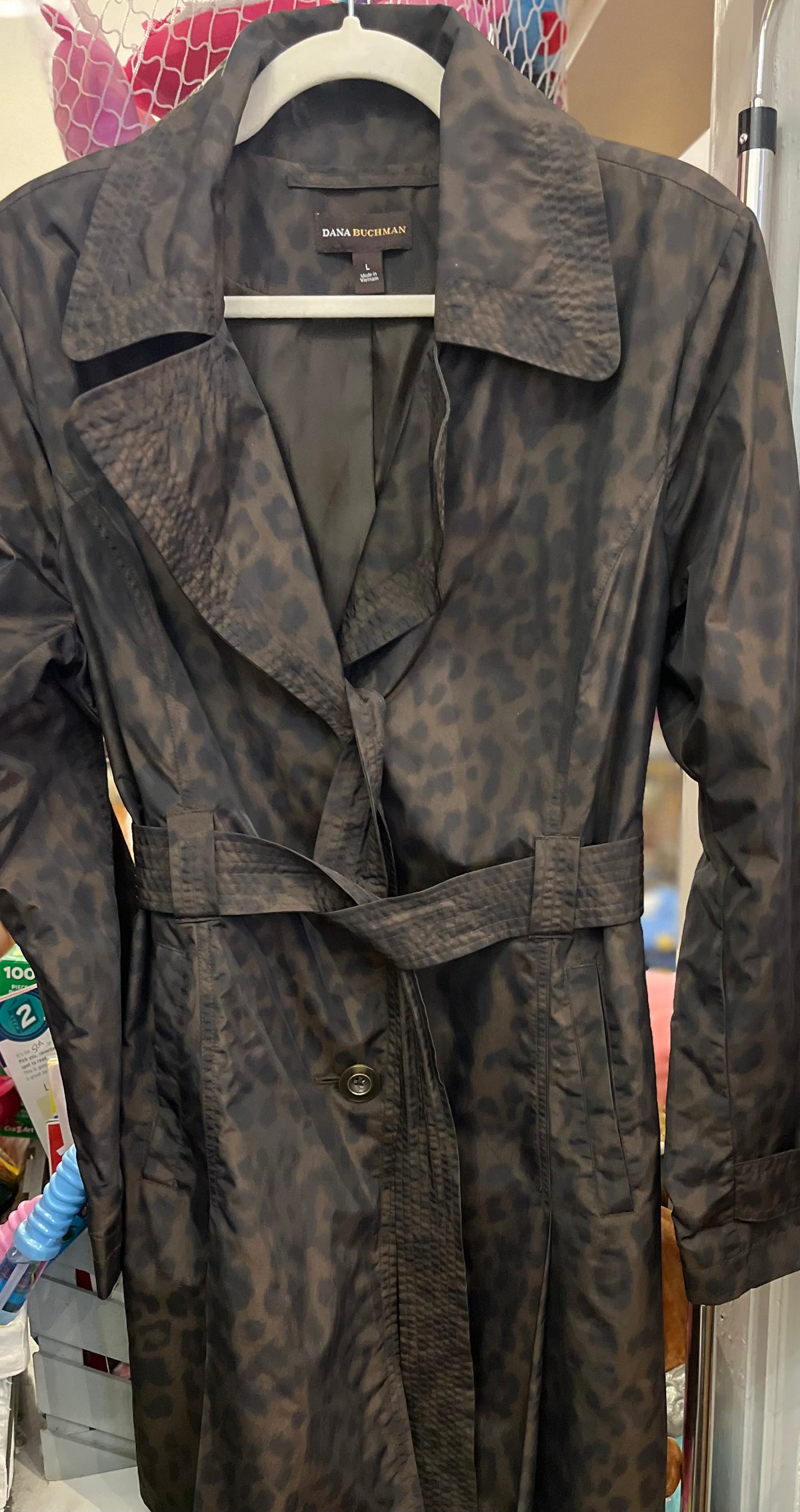 Dana Buchman Leopard Print Rain Coat Gently Used SzL