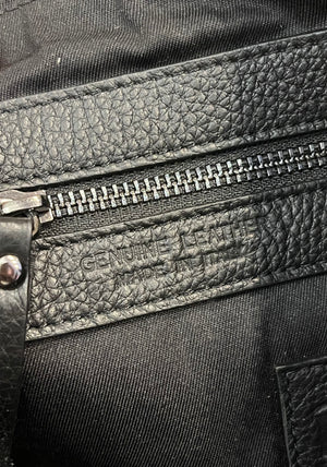 IO Pelle 14” Black Skulls Shoulder Zip Bag Italian Leather Exc Condition! used