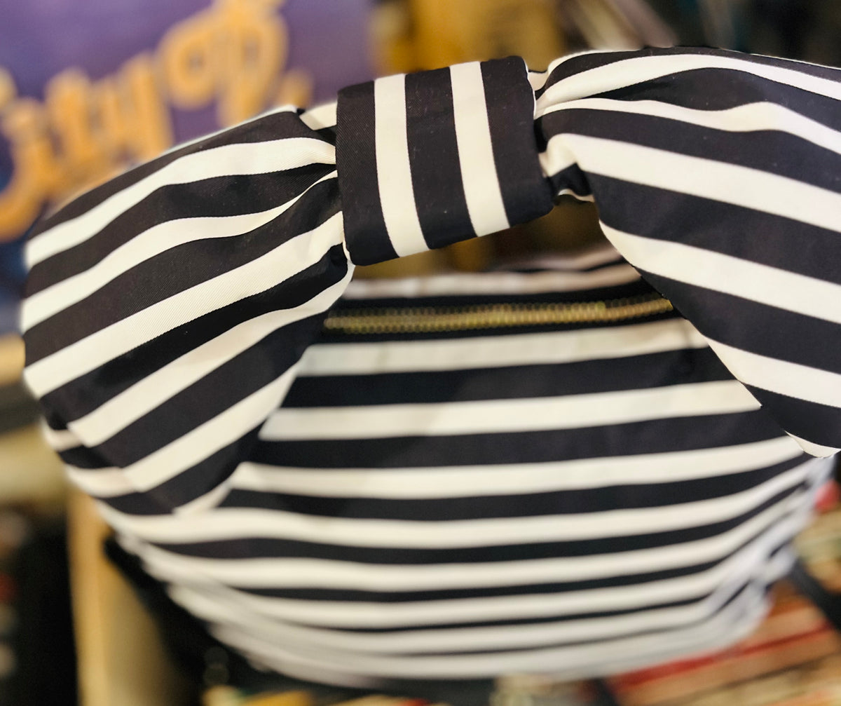 Kate Spade Bow Black N White Stripe Crossbody Bag