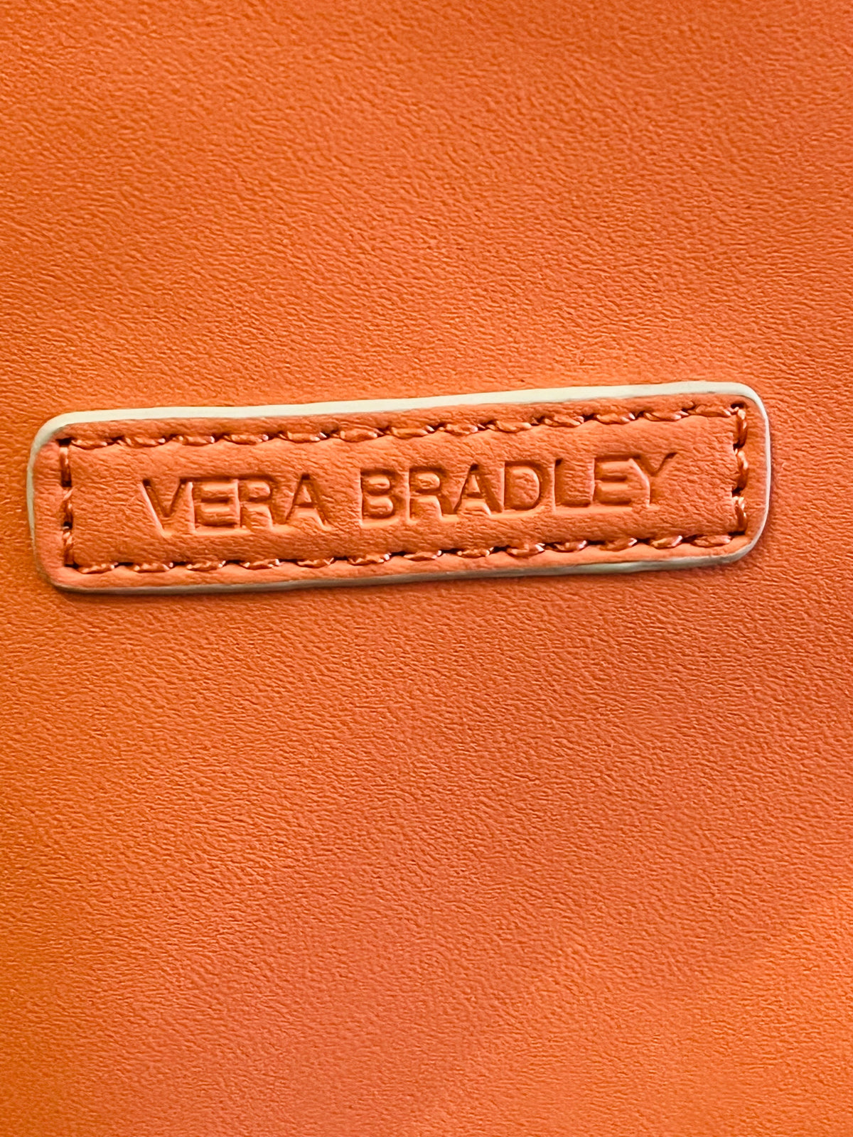 Vera Bradley Faux Leather Mini Peach Crossbody Top Zip Tassel Keyring Gently Used